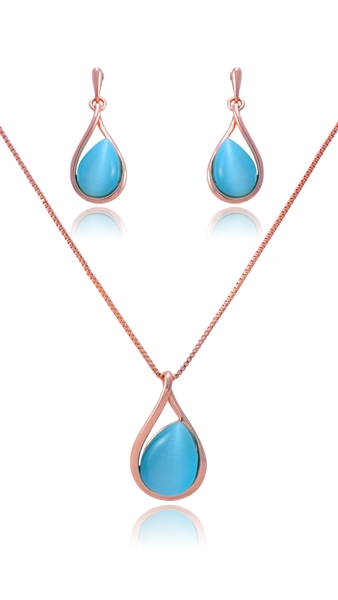 Picture of Wonderful Classic Sea Blue 2 Pieces Jewelry Sets