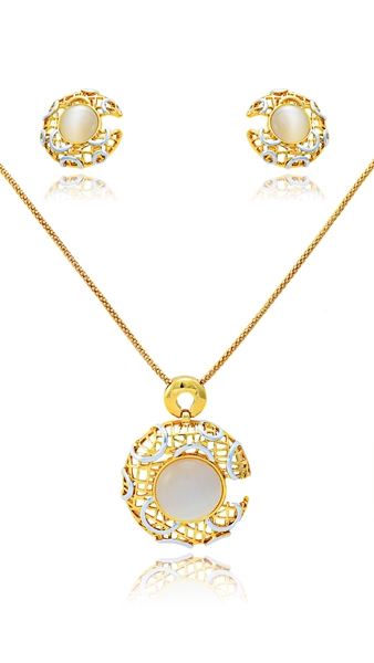 Picture of Gorgeous Opal (Imitation) Gold Plated 2 Pieces Jewelry Sets