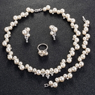 Picture of Low Price Zinc Alloy Artificial Pearl 3 Piece Jewelry Set from Trust-worthy Supplier