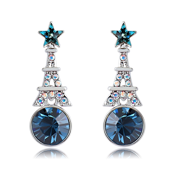 Picture of Brand New Blue Swarovski Element Dangle Earrings with SGS/ISO Certification