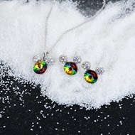 Picture of Sparkly Casual Platinum Plated Necklace and Earring Set