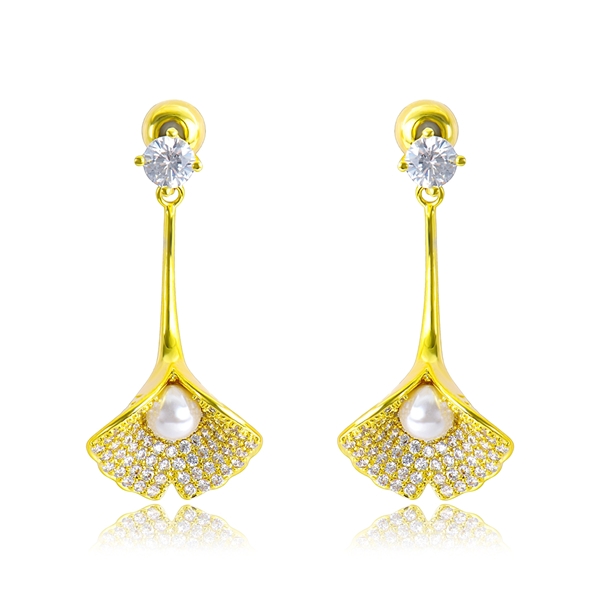 Picture of Buy Gold Plated Cubic Zirconia Dangle Earrings with Wow Elements