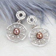 Picture of Top Artificial Pearl Rose Gold Plated Dangle Earrings