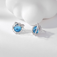 Picture of Attractive Blue Platinum Plated Stud Earrings For Your Occasions