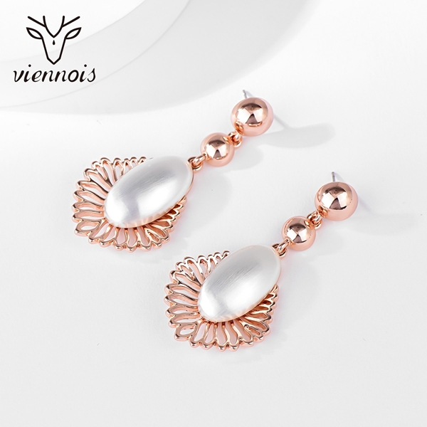 Picture of Unique Big Rose Gold Plated Dangle Earrings