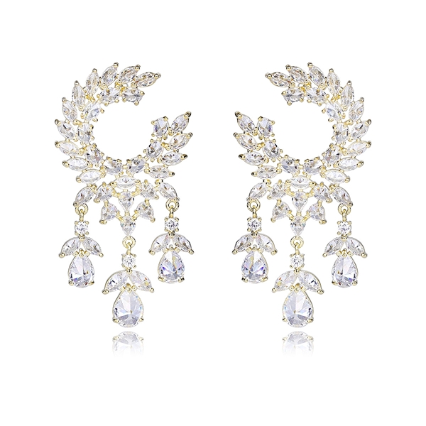 Picture of Inexpensive Gold Plated Cubic Zirconia Dangle Earrings from Reliable Manufacturer