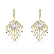 Picture of Bling Big Cubic Zirconia Dangle Earrings