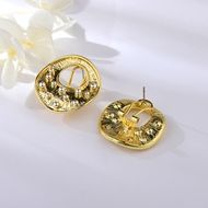 Picture of Irresistible Gold Plated Dubai Big Stud Earrings As a Gift