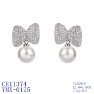 Picture of Nickel Free Platinum Plated Cubic Zirconia Dangle Earrings with Easy Return