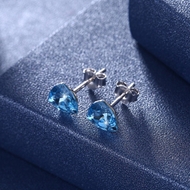 Picture of Brand New Blue Cubic Zirconia Stud Earrings with SGS/ISO Certification