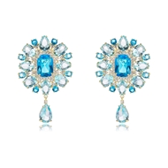 Picture of Trendy Blue Big Dangle Earrings with No-Risk Refund