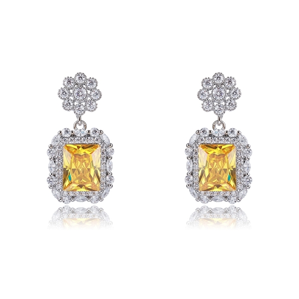 Picture of Good Quality Cubic Zirconia Yellow Dangle Earrings