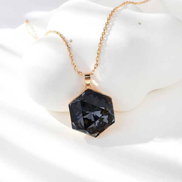 Picture of Buy Rose Gold Plated Black Pendant Necklace with Wow Elements