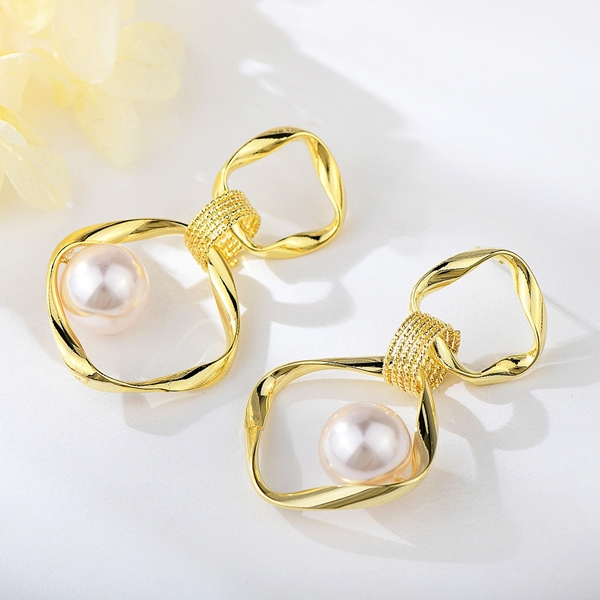 Picture of Pretty Artificial Pearl Zinc Alloy Dangle Earrings