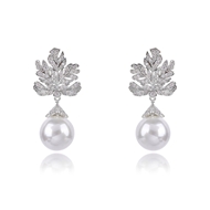 Picture of Inexpensive Platinum Plated White Dangle Earrings for Girlfriend