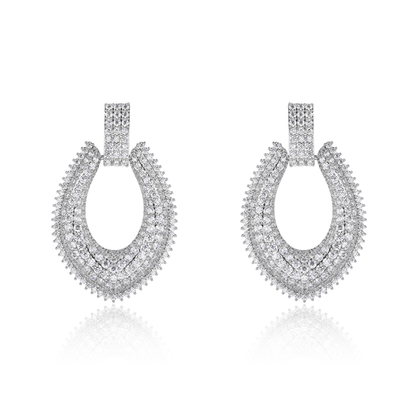 Picture of New Season White Cubic Zirconia Dangle Earrings with SGS/ISO Certification