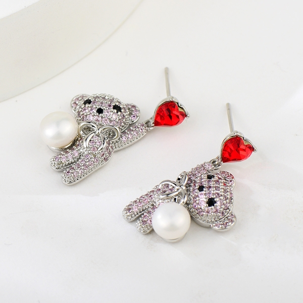 Picture of Bear Swarovski Element Dangle Earrings with 3~7 Day Delivery