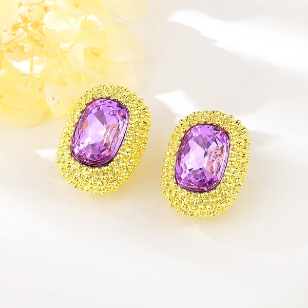 Picture of Zinc Alloy Purple Big Stud Earrings from Certified Factory