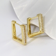 Picture of Trendy Gold Plated White Huggie Earrings with No-Risk Refund