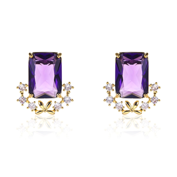 Picture of Eye-Catching Purple Delicate Big Stud Earrings with Member Discount