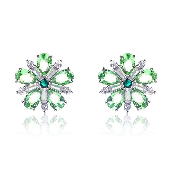 Picture of Attractive Green Cubic Zirconia Big Stud Earrings For Your Occasions