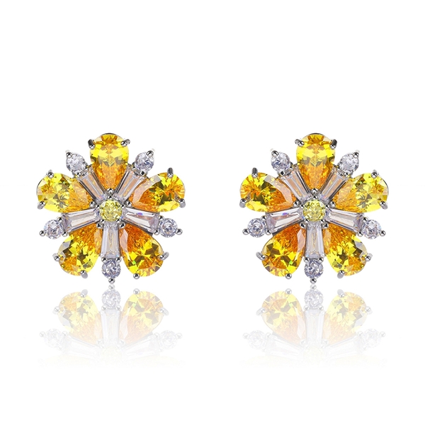 Picture of Good Quality Cubic Zirconia Yellow Big Stud Earrings