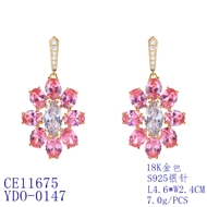 Picture of Brand New Pink Cubic Zirconia Dangle Earrings with SGS/ISO Certification