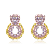 Picture of Nickel Free Gold Plated Cubic Zirconia Dangle Earrings with No-Risk Refund