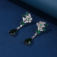 Picture of Sparkling Flowers & Plants Cubic Zirconia Dangle Earrings from Top Designer