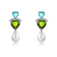 Picture of Eye-Catching Green Platinum Plated Dangle Earrings with Member Discount