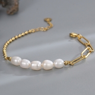 Picture of Wholesale Gold Plated Artificial Pearl Fashion Bangle with No-Risk Return