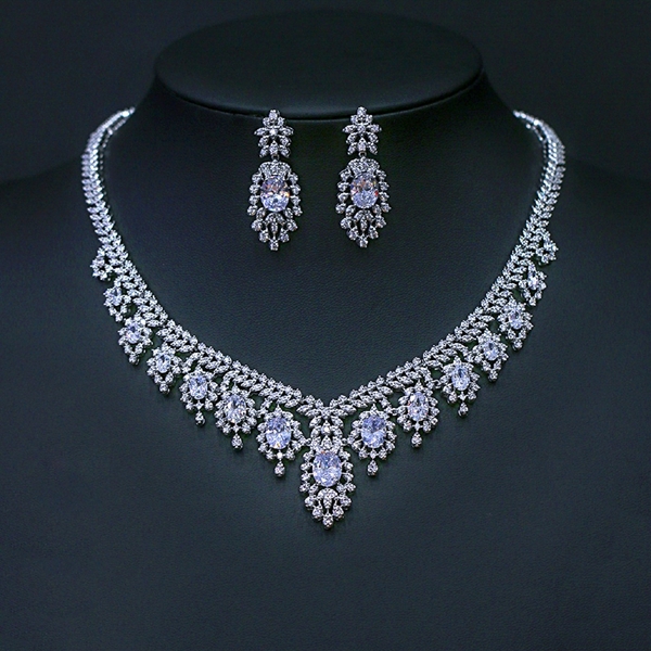 Picture of Shop Platinum Plated Cubic Zirconia 2 Piece Jewelry Set with Wow Elements