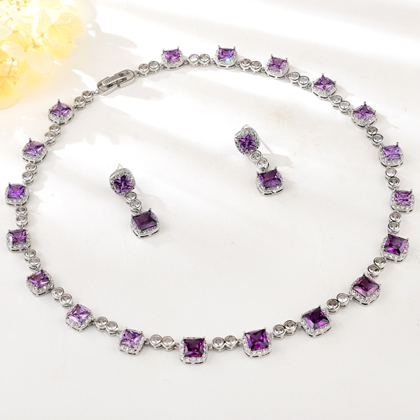 Picture of Brand New Purple Geometric 2 Piece Jewelry Set with SGS/ISO Certification