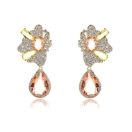 Picture of Good Quality Cubic Zirconia Gold Plated Dangle Earrings