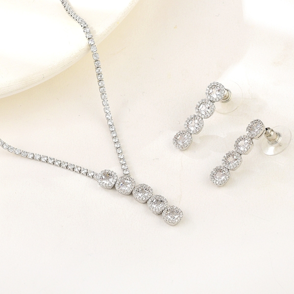 Picture of New Cubic Zirconia Geometric 2 Piece Jewelry Set