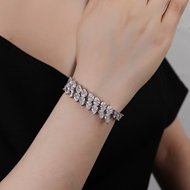 Picture of Reasonably Priced Platinum Plated Pink Fashion Bracelet with Low Cost