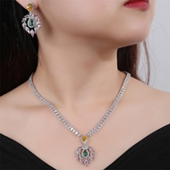 Picture of Bulk Platinum Plated Copper or Brass 2 Piece Jewelry Set Wholesale Price